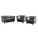 Ver imagem 2 de Conjunto Realeza Sofá com Poltronas Chesterfield Decoração Cinza Grafite