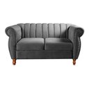 Ver imagem 4 de Conjunto Realeza Sofá com Poltronas Chesterfield Decoração Cinza Grafite