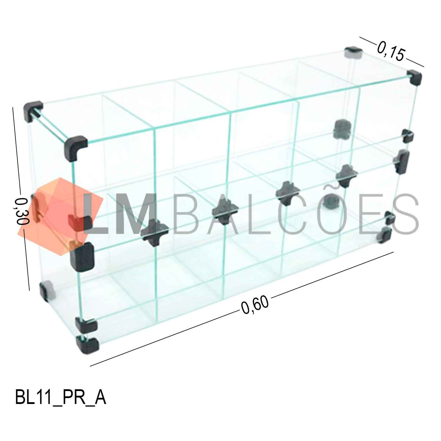 Baleiro de Vidro Expositor - 0,60 x 0,30 x 0,15m - 2