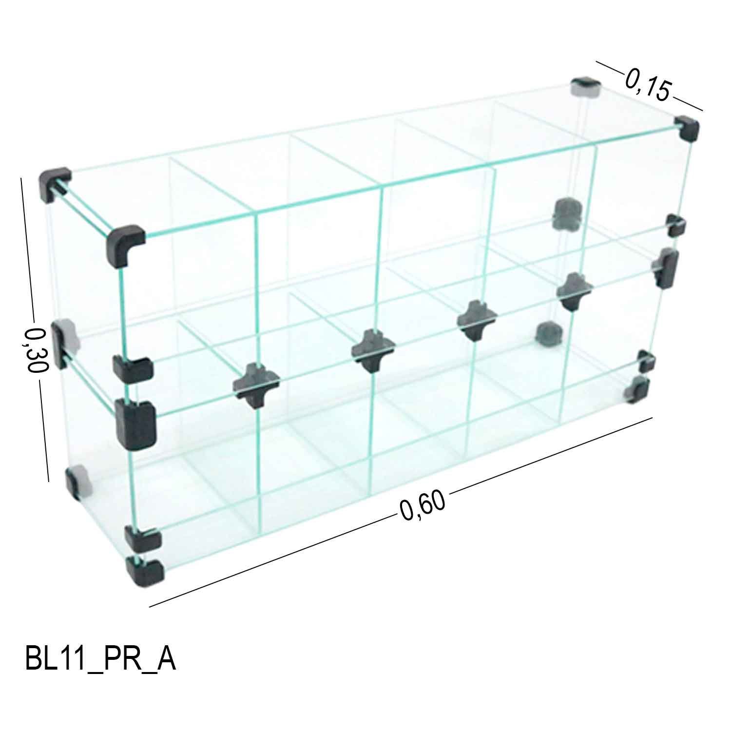 Baleiro de Vidro Expositor - 0,60 x 0,30 x 0,15m - 3