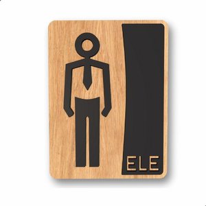 Placa de Banheiro Placas para Banheiro Feminino Masculino:preto - Ele 15x20
