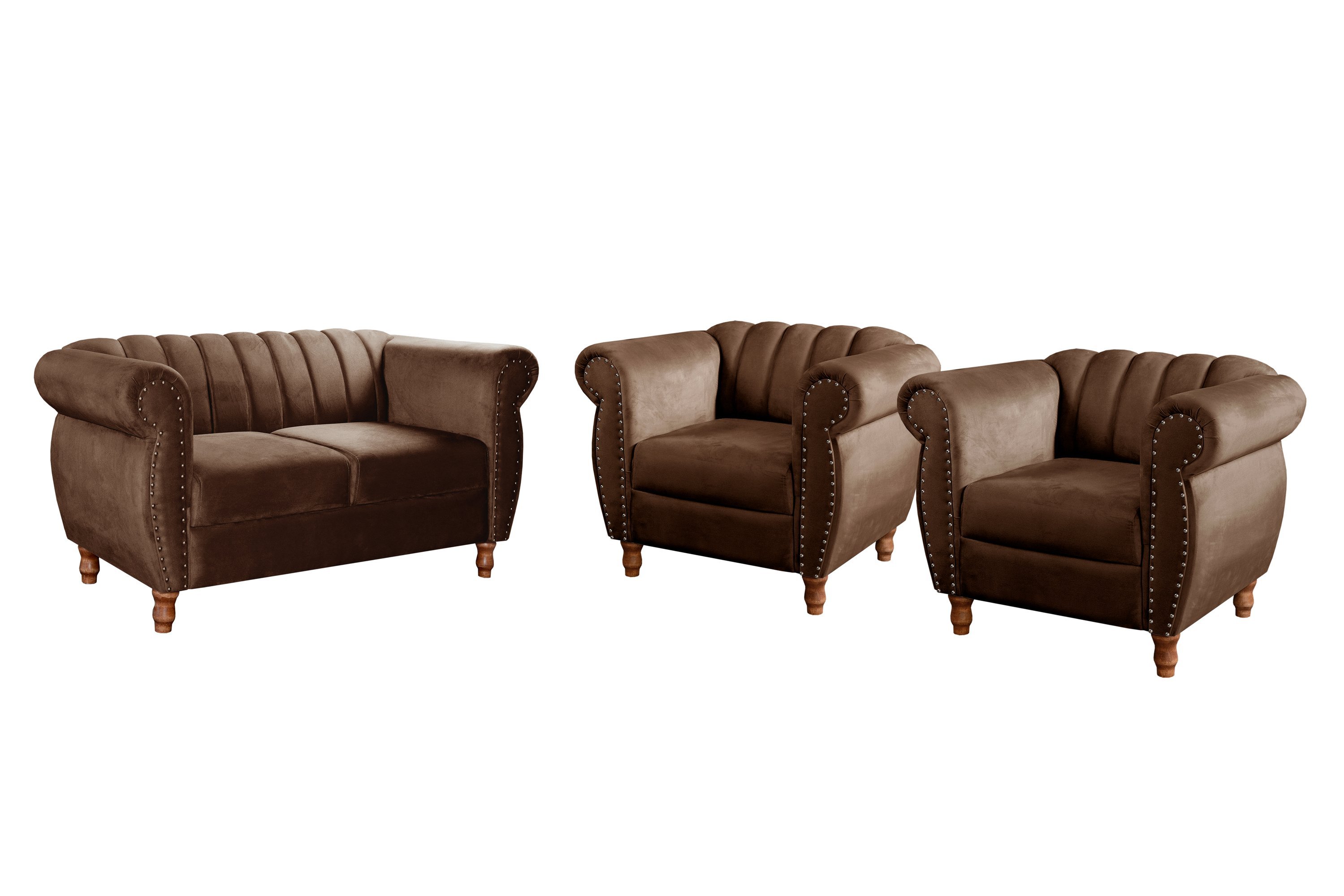 Conjunto Realeza Sofá com Poltronas Chesterfield Decoração - 2