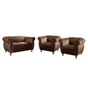 Ver imagem 2 de Conjunto Sofá com Poltronas Chesterfield 4 Lugares Veludo Marrom Realeza 146cm