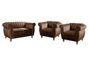 Ver imagem 2 de Conjunto Sofá com Poltronas Chesterfield 4 Lugares Veludo Marrom Realeza 146cm