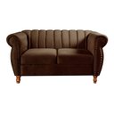 Ver imagem 4 de Conjunto Sofá com Poltronas Chesterfield 4 Lugares Veludo Marrom Realeza 146cm