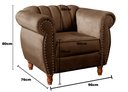 Ver mais imagens de Conjunto Sofá com Poltronas Chesterfield 4 Lugares Veludo Marrom Realeza 146cm