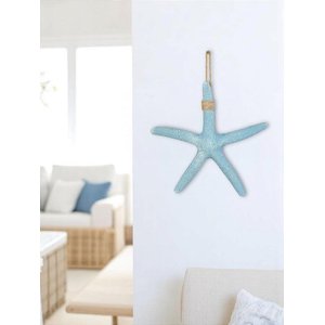 Estrela Decorativa de Parede Azul Claro em Resina 23 Cm