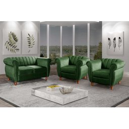 Conjunto Realeza Sofá com Poltronas Chesterfield Decoração - 1