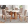 Conjunto Mesa Sala Jantar Lins com Tampo Madeirado com Vidro Curvo 160x90cm e 6 Cadeiras Esther - 1