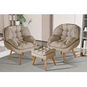 Ver imagem 1 de Conjunto Poltrona Sênior Linho + Puff Pés Madeira Luxuosa:linho Bege