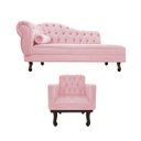 Ver imagem 2 de Kit Diva Recamier Diana 140cm Lado Direito e 01 Poltrona Classic Suede - Doce Sonho Móveis RECAMIER