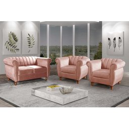 Conjunto Realeza Sofá com Poltronas Chesterfield Decoração - 1