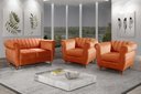 Ver imagem 1 de Conjunto Realeza Sofá com Poltronas Chesterfield Decoração Laranja Terracota