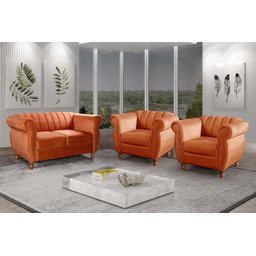 Conjunto Realeza Sofá com Poltronas Chesterfield Decoração - 1