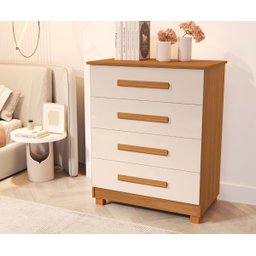 Cômoda para Quarto Casal Mdf 4 Gavetas Suiça Basoto Brasil - 2