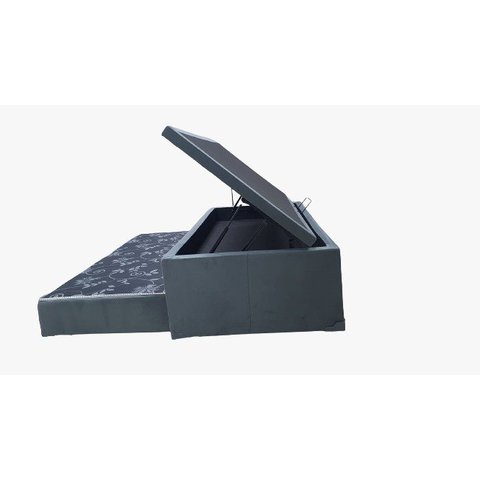 Bicama Box Baú Solteiro Com Auxiliar De Molas 3x1 - Suede Cinza - 88x188