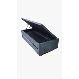 Bicama Box Baú Solteiro Com Auxiliar De Molas 3x1 - Suede Cinza - 88x188 - 2