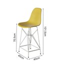 Ver imagem 3 de Jogo Mesa Bistrô Eames Vidro 60Cm 3 Banquetas Amarela Base Ferro Branco - Cor: Branco