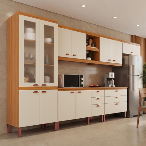 Cozinha Completa Modulada Tuboarte Ágata 100% Mdf com 2 Balcões 11 Portas e 6 Gavetas