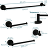 Jogo Acessorios Preto Fosco Kit Banheiro Aço Inox 4 Peças Papeleira Cabide Suporte Porta Toalha - 5