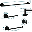 Ver imagem 5 de Jogo Acessorios Preto Fosco Kit Banheiro Aço Inox 4 Peças Papeleira Cabide Suporte Porta Toalha