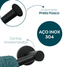 Jogo Acessorios Preto Fosco Kit Banheiro Aço Inox 4 Peças Papeleira Cabide Suporte Porta Toalha - 3