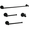 Jogo Acessorios Preto Fosco Kit Banheiro Aço Inox 4 Peças Papeleira Cabide Suporte Porta Toalha - 1