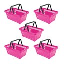 Ver imagem 1 de Kit - 5 Cestos Compras Plástica D100 Cód. 3400 Rosa - Della Plast