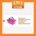 Ver imagem 2 de Kit - 5 Cestos Compras Plástica D100 Cód. 3400 Rosa - Della Plast