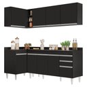 Ver imagem 1 de Armário de Cozinha Modulado de Canto Direito 4 Peças Cp41 Balcão com Tampo Preto - Lumil Lumil Móvei