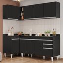 Ver imagem 2 de Armário de Cozinha Modulado de Canto Direito 4 Peças Cp41 Balcão com Tampo Preto - Lumil Lumil Móvei