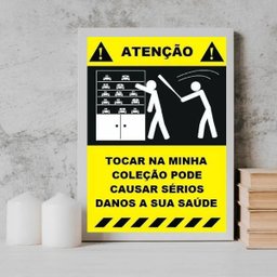 Quadro Placa Não Toque Na Coleção 33x24cm:Madeira preta - 2
