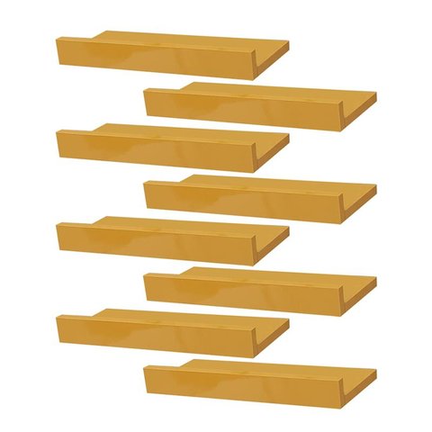 Kit 8 Prateleiras Porta Quadros 50 X 15cm Amarela Suporte Invisível