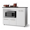 Ver imagem 1 de Balcão para Cooktop Anna 114cm 03 Portas com Tampo Recortado Branco - Desk Design
