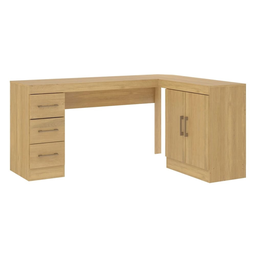Mesa de Escritório Escrivaninha Tek de Canto 2 Portas 3 Gavetas Soluzione - 1