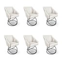 Ver imagem 1 de Kit 6 Poltronas Luxo Alana Suede Bege Base Luxo Preto - Pallazio