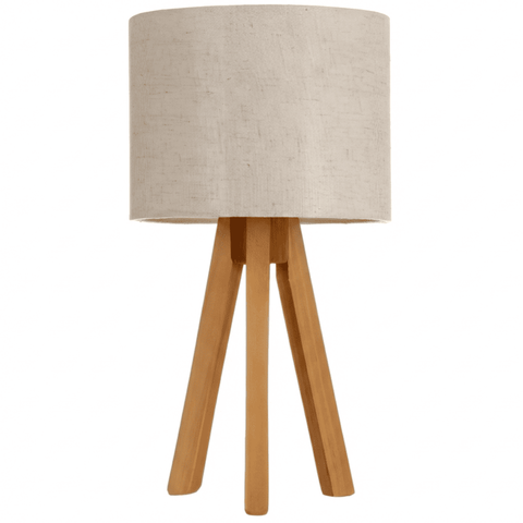 Abajur de Mesa com Tripé de Madeira e Cúpula Off White - Licht Haus