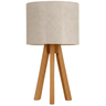 Abajur de Mesa com Tripé de Madeira e Cúpula Off White - Licht Haus - 1