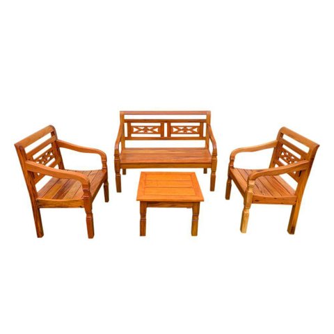 Kit Jogo de Banco 4 Lugares com Mesa de Centro Madeira de Demolição Modelo Flor Sudeste Rústico
