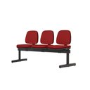 Ver imagem 1 de Longarina Job 3 Lugares Assento Courino Vermelho Base Metalica Preta - 54529