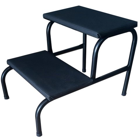 Escada Clínica de 2 Degraus Preta Medcombo Escada Clínica de 2 Degraus Piso em Mdf com Antiderrapant