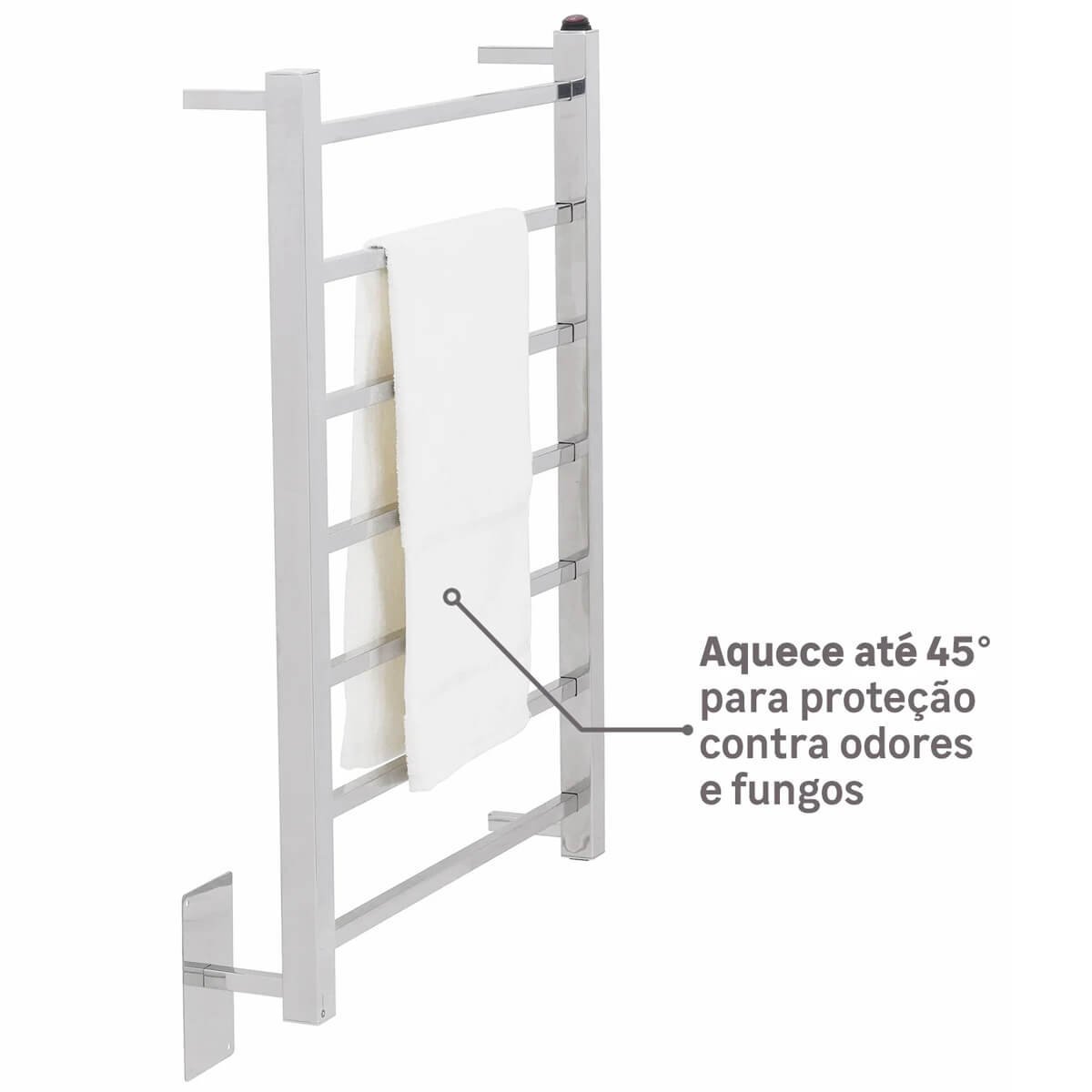 Toalheiro Térmico Quada Fio Oculto Bivolt Crismoe Secador de Toalhas Elétrico Aquecido Inox - 9