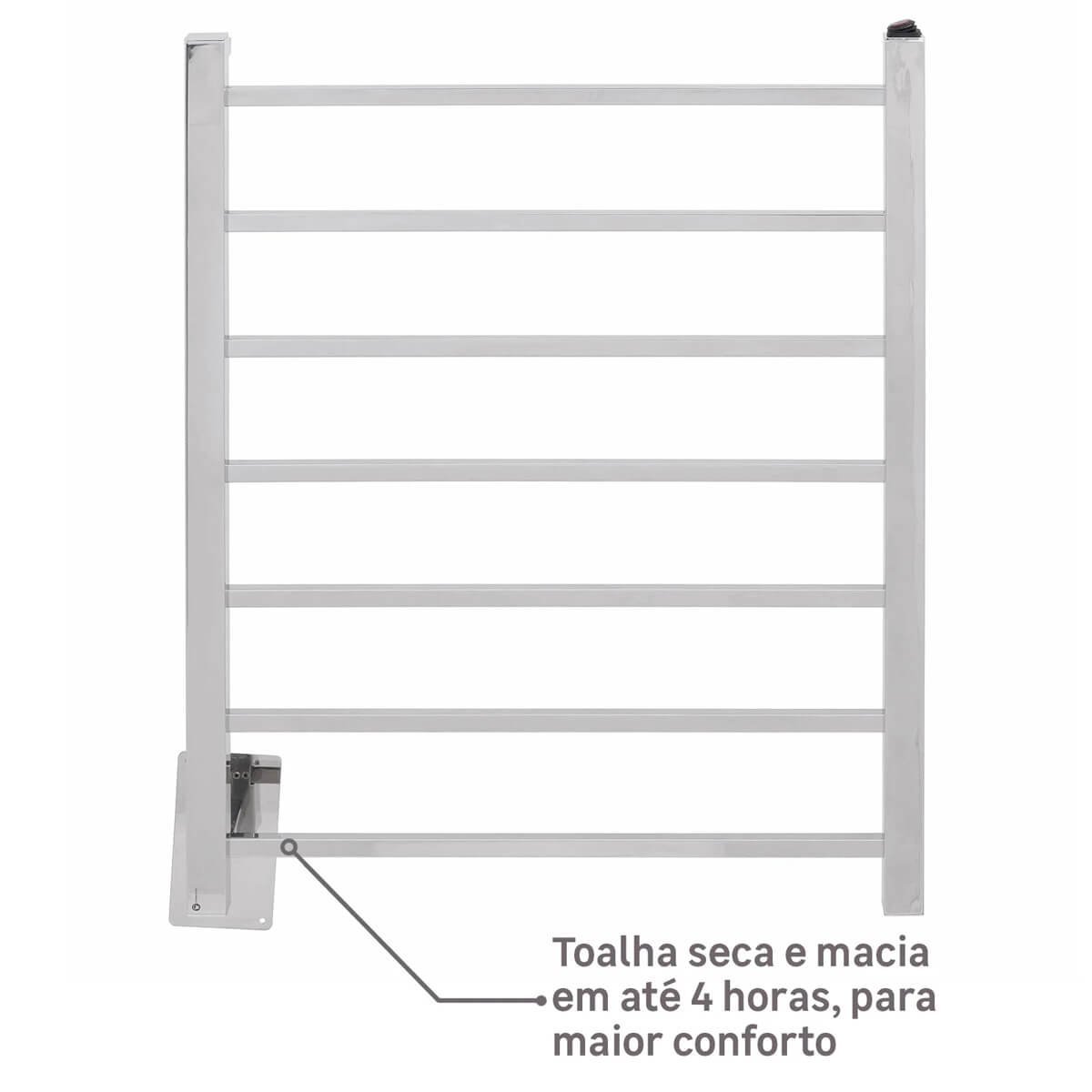 Toalheiro Térmico Quada Fio Oculto Bivolt Crismoe Secador de Toalhas Elétrico Aquecido Inox - 8