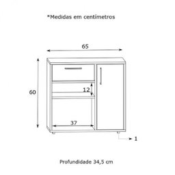 Balcão 1 Porta 1 Gaveta 2 Nichos Est016 Estilare - 3
