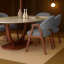 Ver imagem 2 de Cadeira de Jantar Antonella Boucle Estilo Poltrona com Pés Rosê - 7 Decor Cinza Escuro