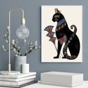 Ver imagem 2 de Quadro Decorativo Gato Bastet com Flor de Lotus 33x24cm - com Vidro:madeira Branca