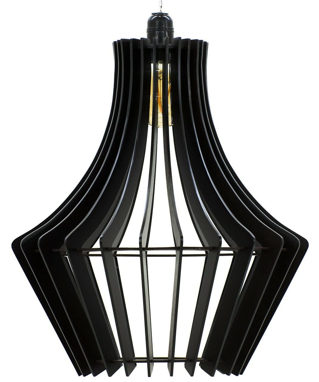 Luminária Teto tipo Pendente em MDF - Completa - Cor: Preta - 2