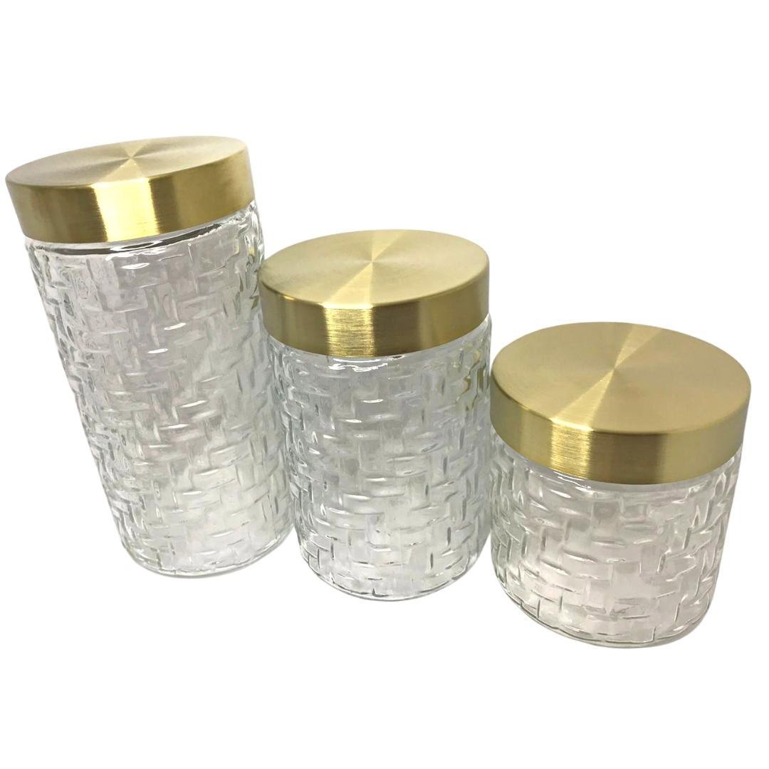 Kit 3 Porta Codimentos Dourado Aço Inox Fineza - 2