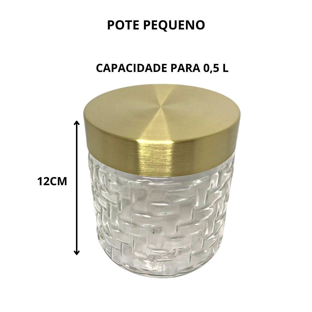 Kit 3 Porta Codimentos Dourado Aço Inox Fineza - 3