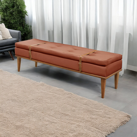 Recamier Luxo Madeira Maciça Londres Laranja Terracota